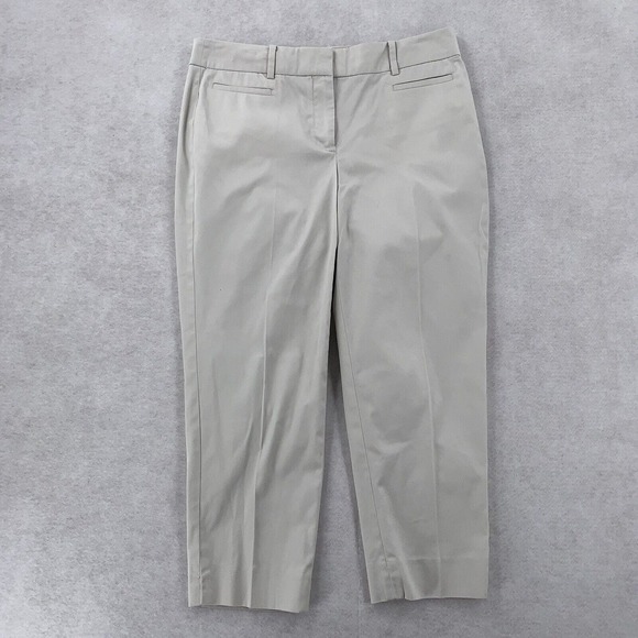 Talbots The Perfect Crop Capris‎ Chino Pants Ivory Flat Front Petites Casual 6P - Picture 1 of 6